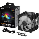 Asus Tuf Gaming Tr120 Argb Fan 3pin Double Layer Led 2000rpm 3.3mm H2o 77.4 Cfm 16 Individually Addressable Rgb Leds 3 Pack Black - CompuMe
